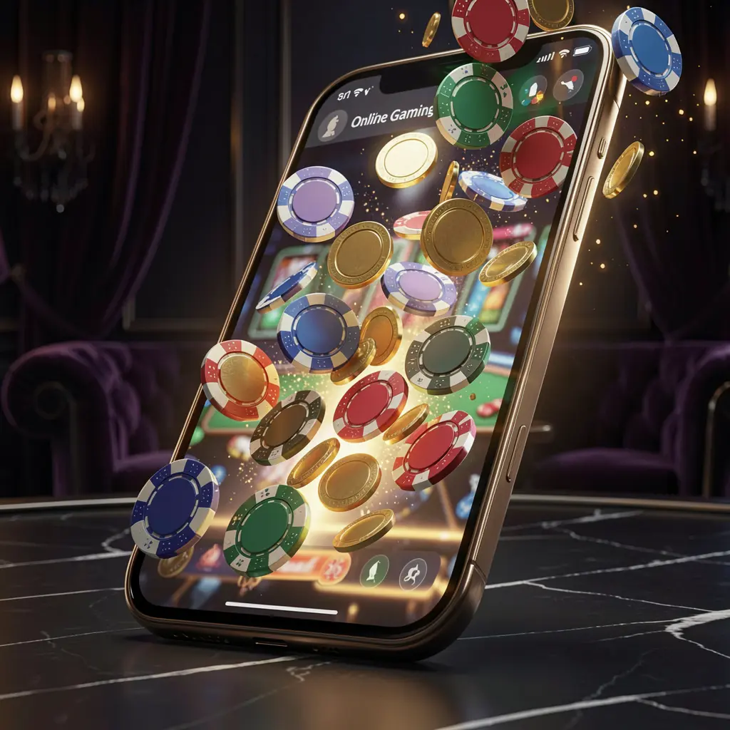 600VIP online gaming app displayed on a smartphone screen with glowing casino chips and coins emerging, set against a luxury dark background with cinematic lighting in a high detail 3D render 600VIP online gaming app displayed on a smartphone screen with glowing casino chips and coins emerging, set against a luxury dark background with cinematic lighting in a high detail 3D render